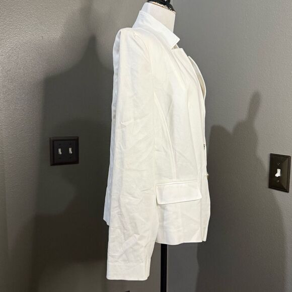 Anne Klein Creamy White Collarless Two Button Blazer Jacket Light Weight - Picture 8 of 14